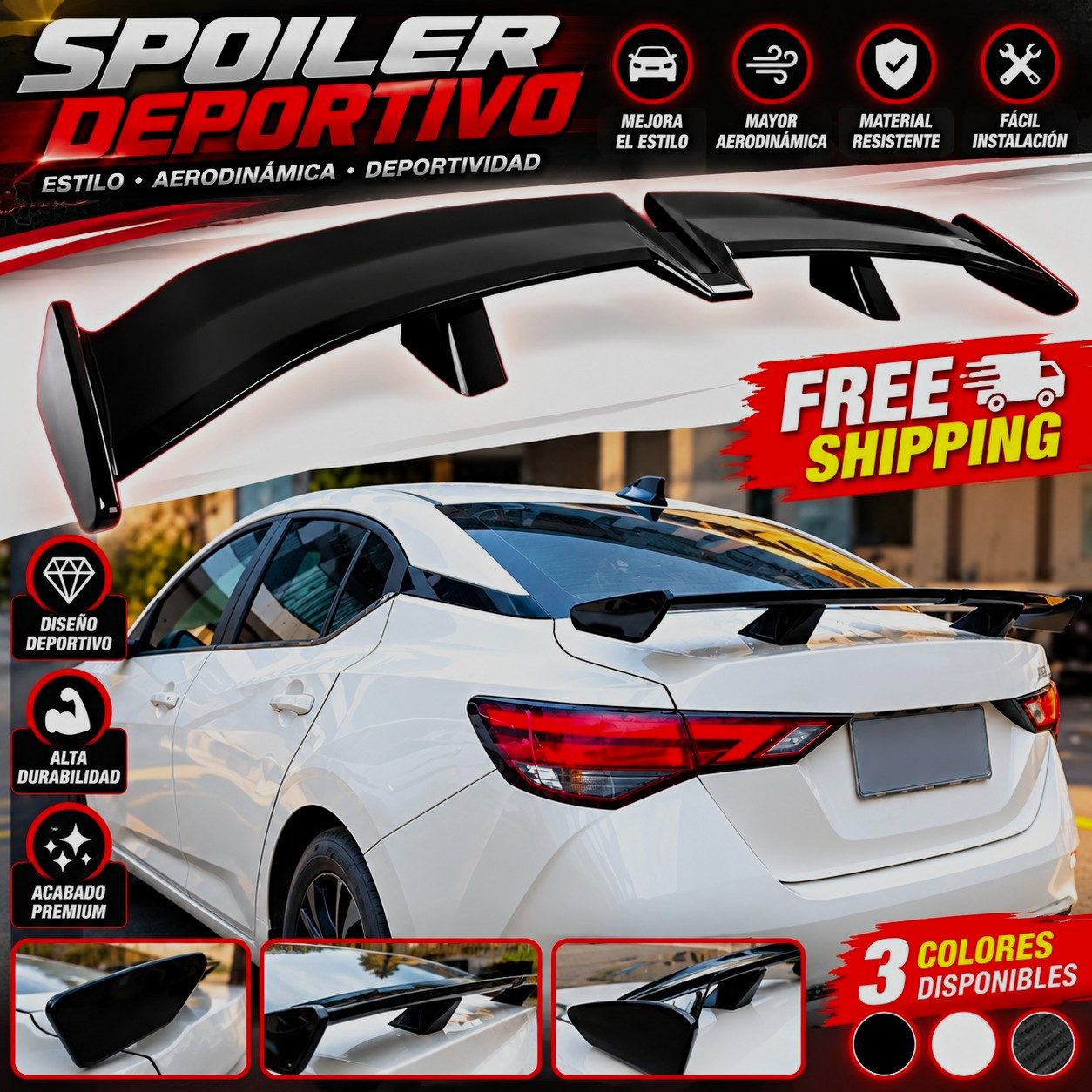 Spoiler Universal Para Sedanes Gloss Black Spoiler Universal Para Sedanes Gloss Black