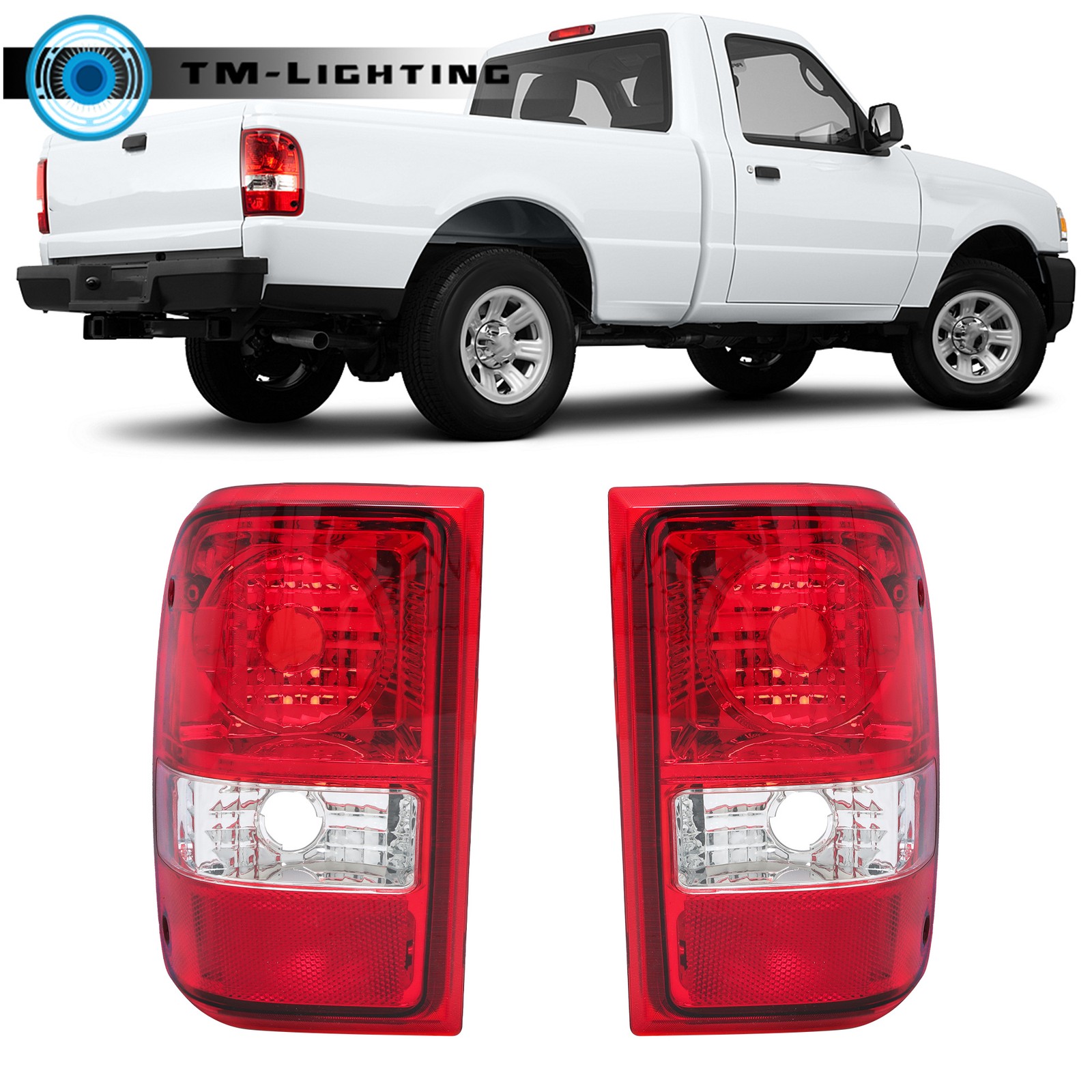 For 2001-2010 11 Ford Ranger Red Clear Left&Right Side Tail Light Tail Lamp Pair