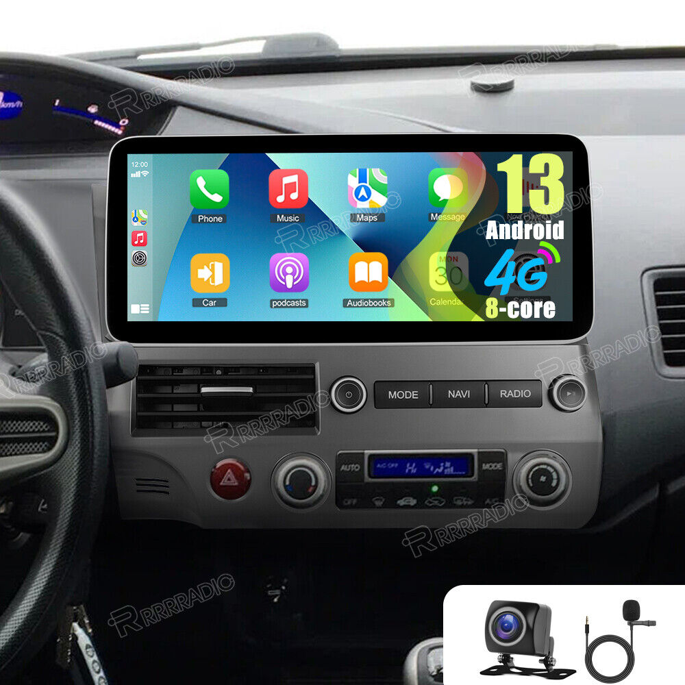12.3in Android 13 Car Stereo Radio 4G WiFi GPS Carplay For Honda Civic 2006-2011