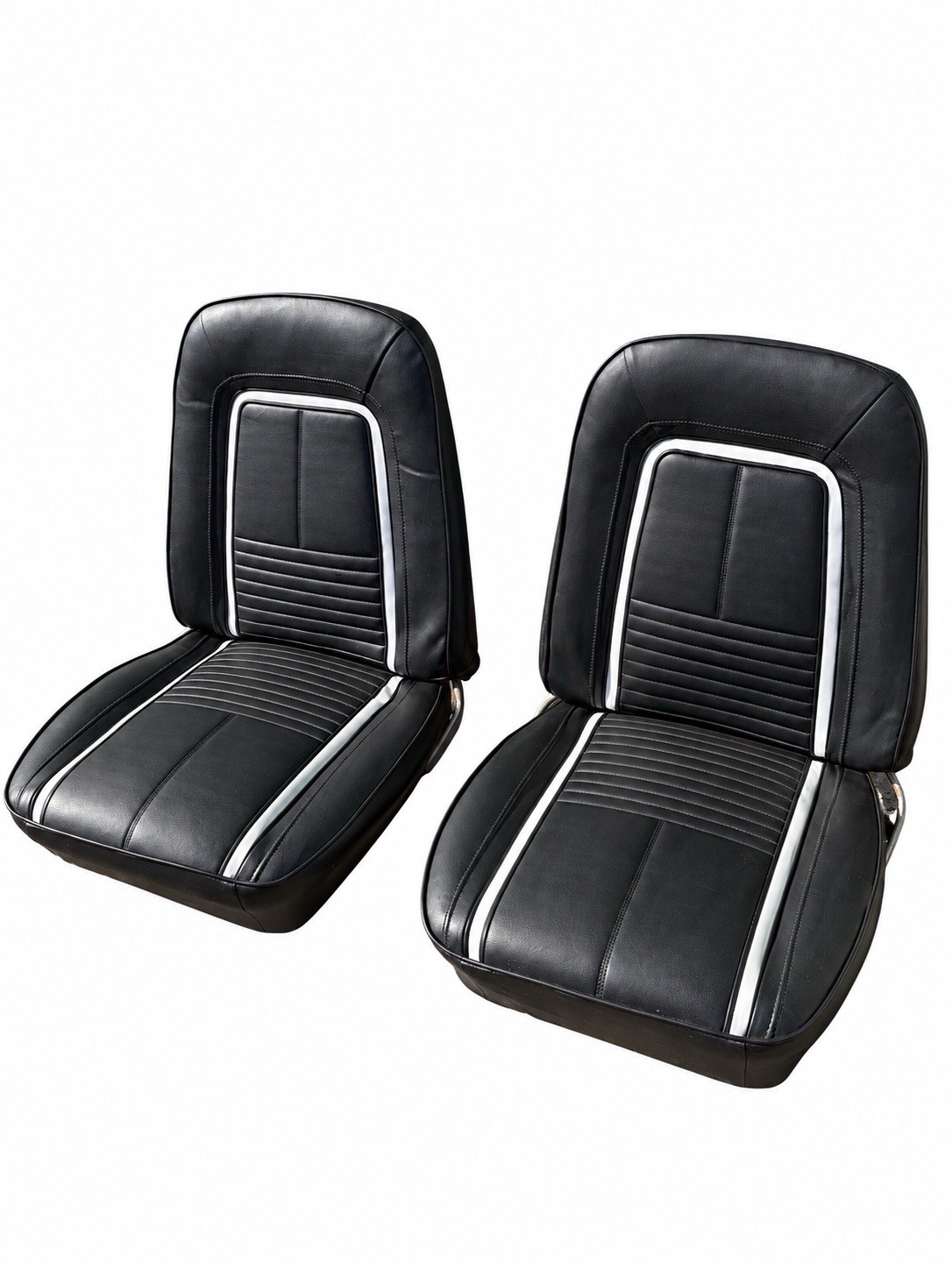 1967 Camaro Deluxe Front Bucket Seats Pair Black White Stripe Restoration