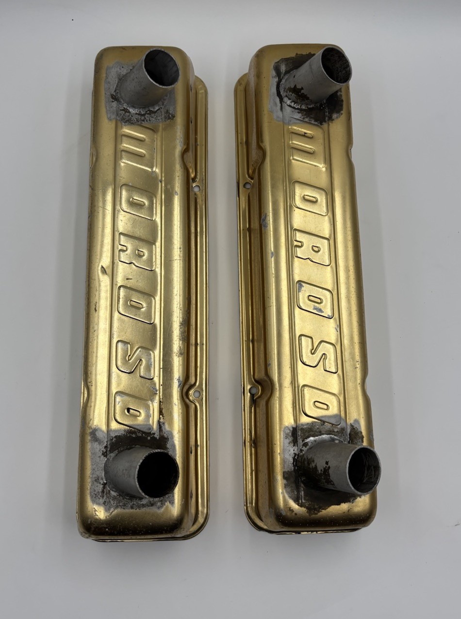 Vintage Moroso Gold Valve Covers BBC Aluminum