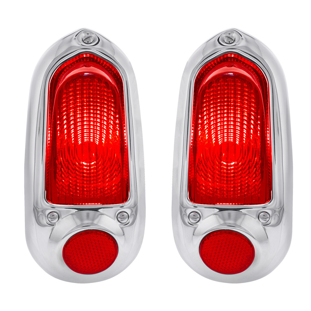 1949 49 1950 50 Chevy Passenger Car Stainless Steel 12V Tail Light Assembly Pair