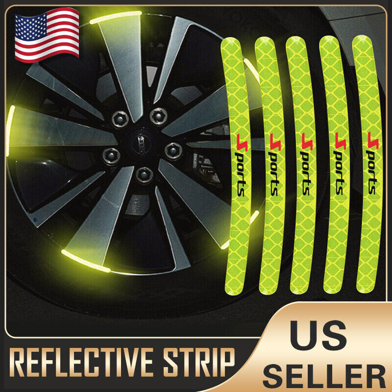 20PCS Reflective Car Wheel Hub Decal Tire Rim Strip Luminous Sticker Accessories