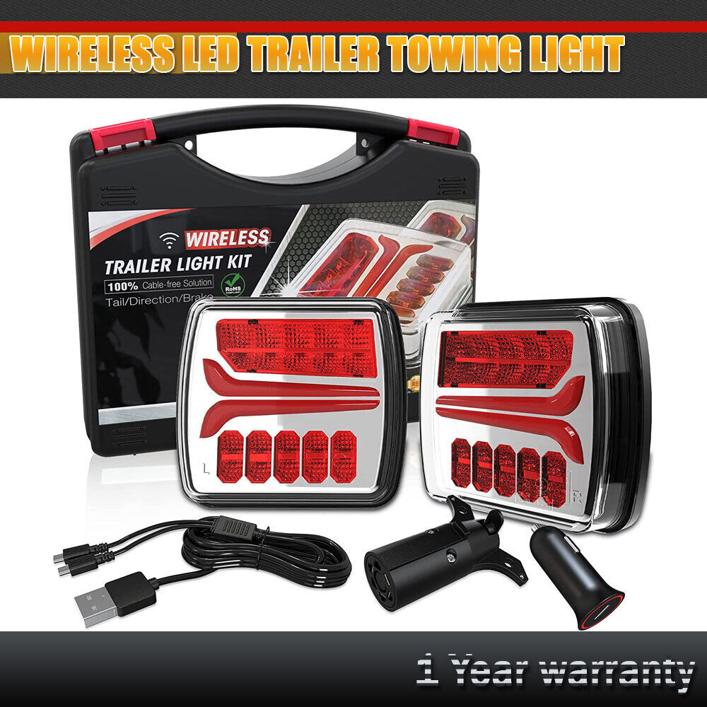 2PC Magnetic Wireless LED Trailer Towing Light Universal LED Trailer Rear Light