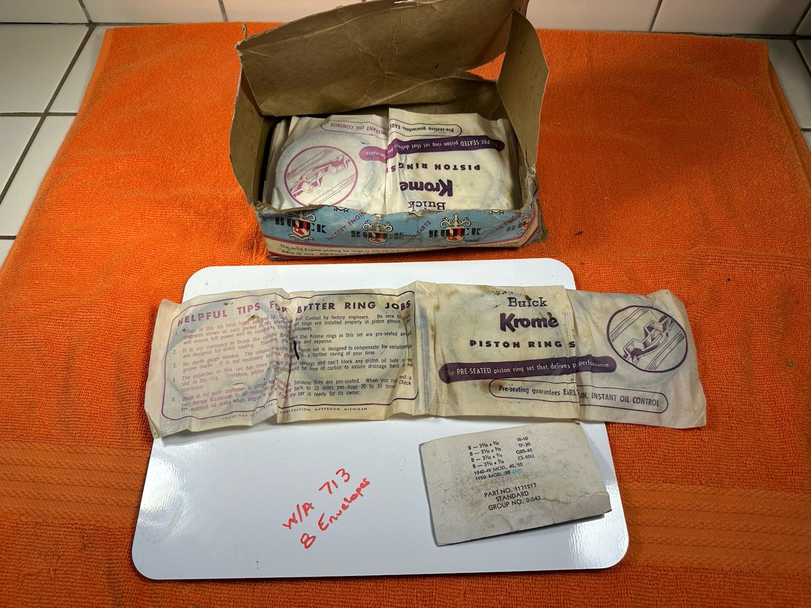 NOS Vintage 1940-49 BUICK PISTON RING SET Part No.1171217 New Old Auto Parts NOS Vintage 1940-49 BUICK PISTON RING SET Part No.1171217 New Old Auto Parts