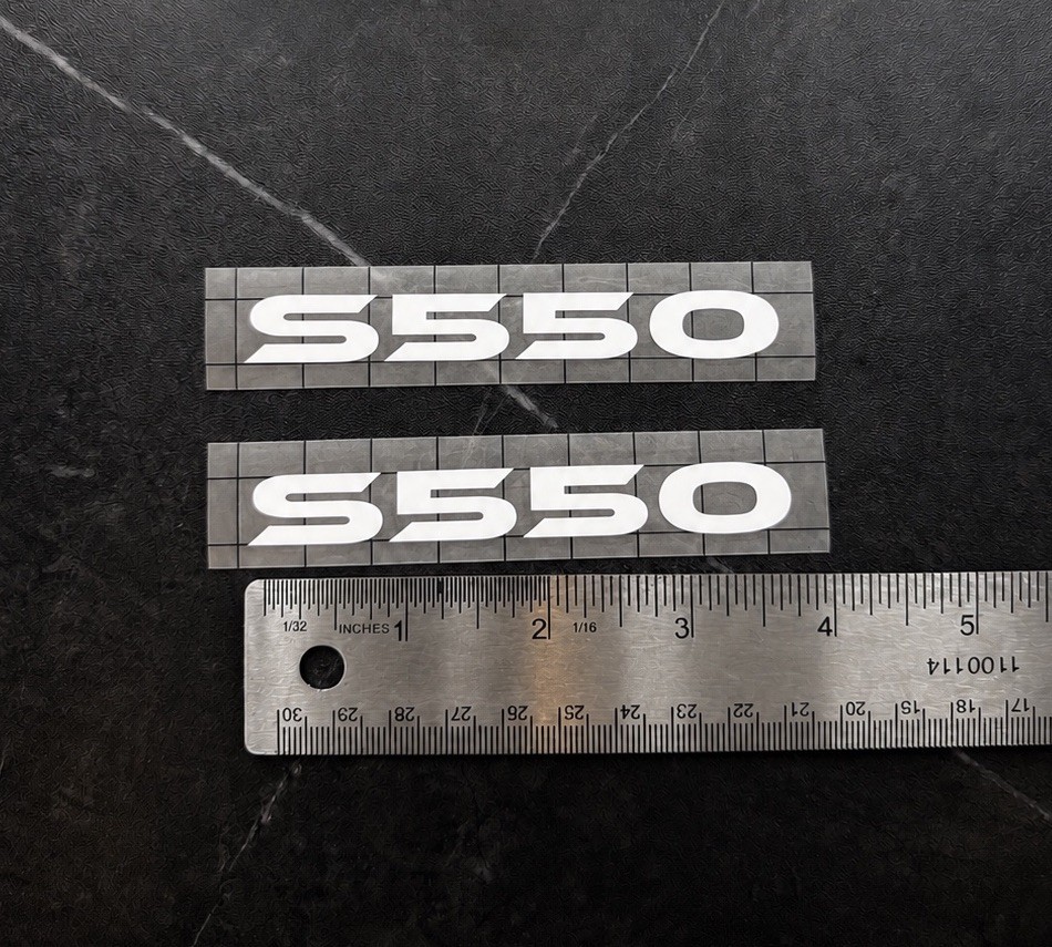 (2pk) S550 Vinyl Decal 2 Pack | 4x.5” White | Fits 15’-23’ Mustang | Car Decal