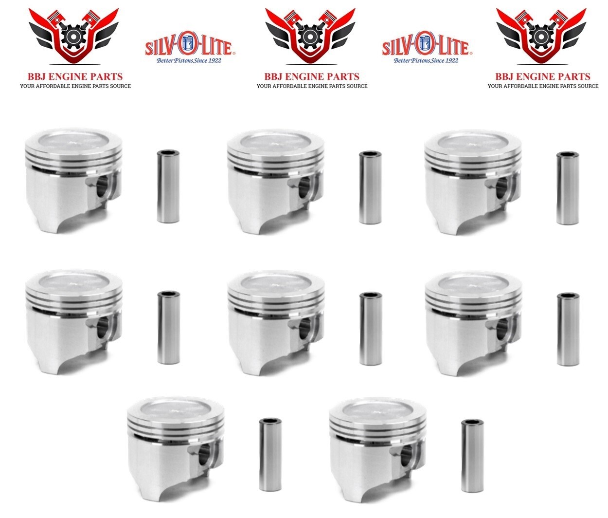 8 Silvolite Pistons for 1970-1976 Oldsmobile 455 V8 
