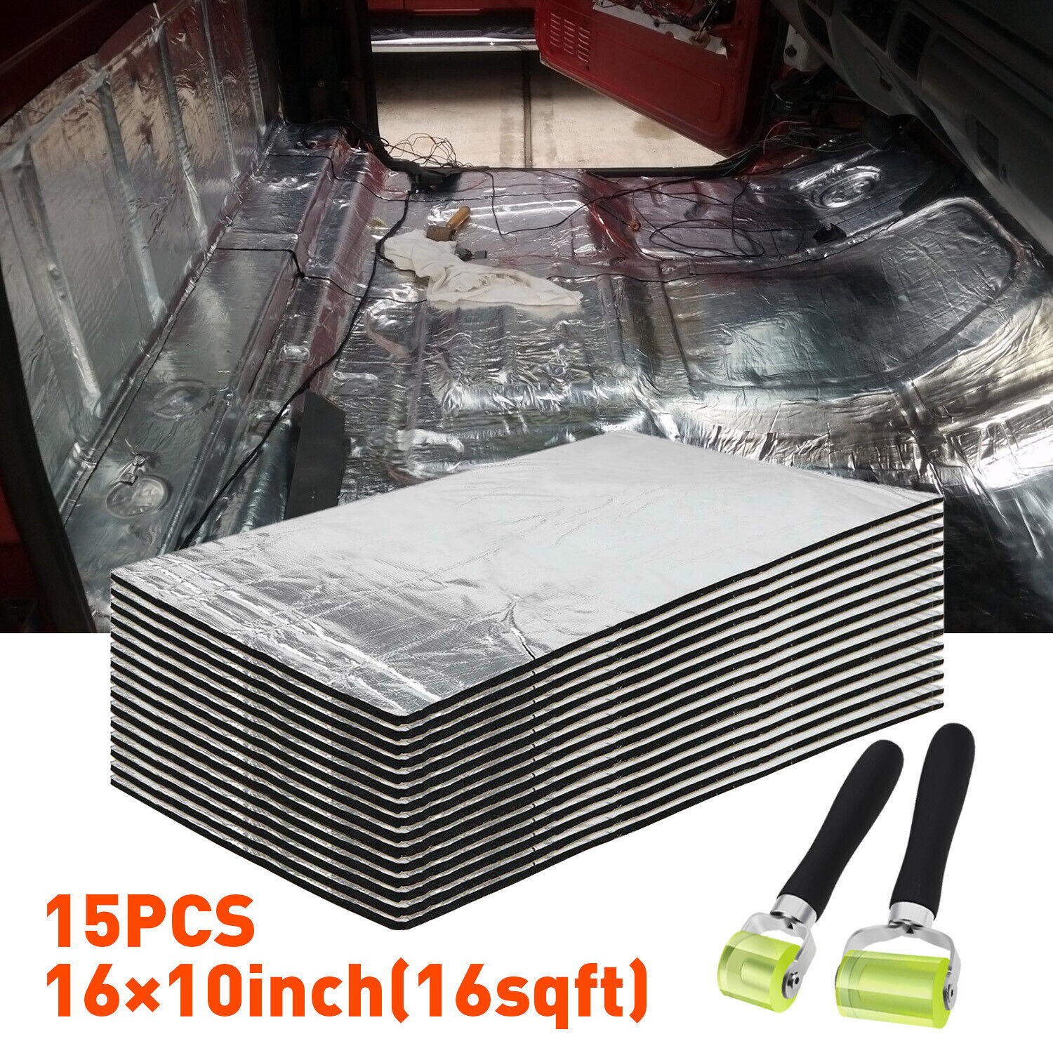 Sound Deadener Mat Noise&Heat Shield Insulation Car Hood Trunk Door 16 ~ 112SQFT