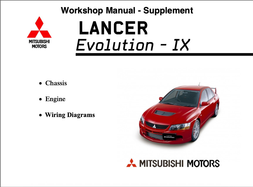 2006-07 Mitsubishi Lancer Evolution IX 9 Shop Service Repair Manual PRINTED