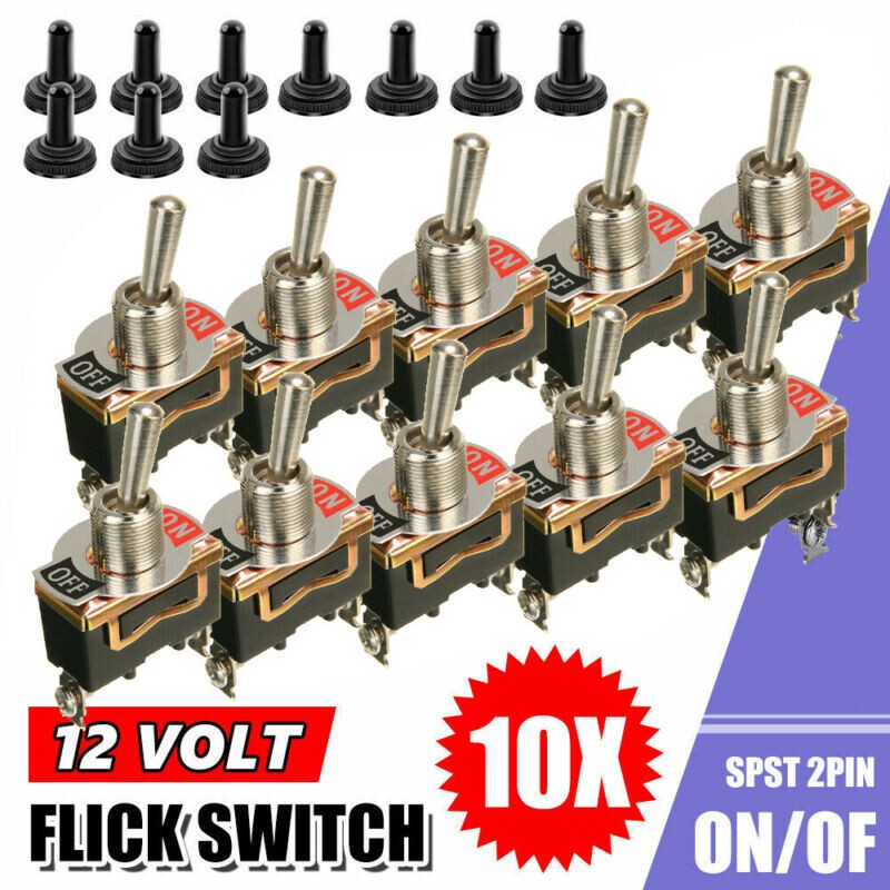 WATERPROOF 12V SPST Solid Metal Toggle Switch ON/OFF Single Pole Marine Boot Car