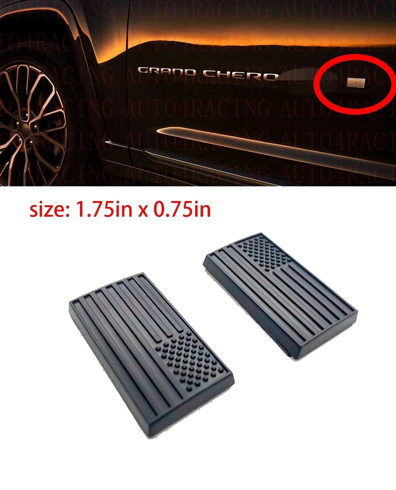 2Pcs American Flag Emblems for Grand Cherokee L Front Right Passenger Door Black