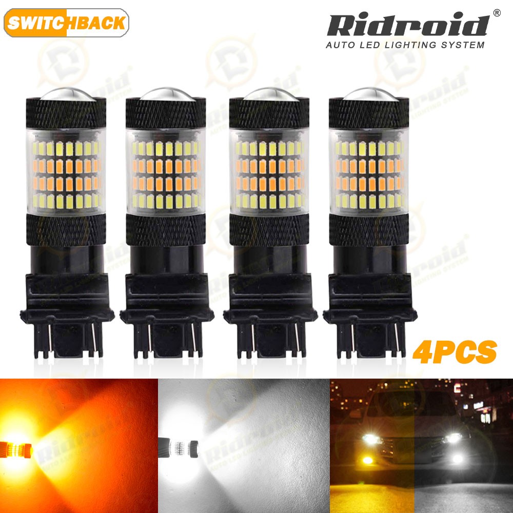 4X 3157 3156 LED DRL Switchback Turn Signal Light Bulbs 4157na 3457a White Amber