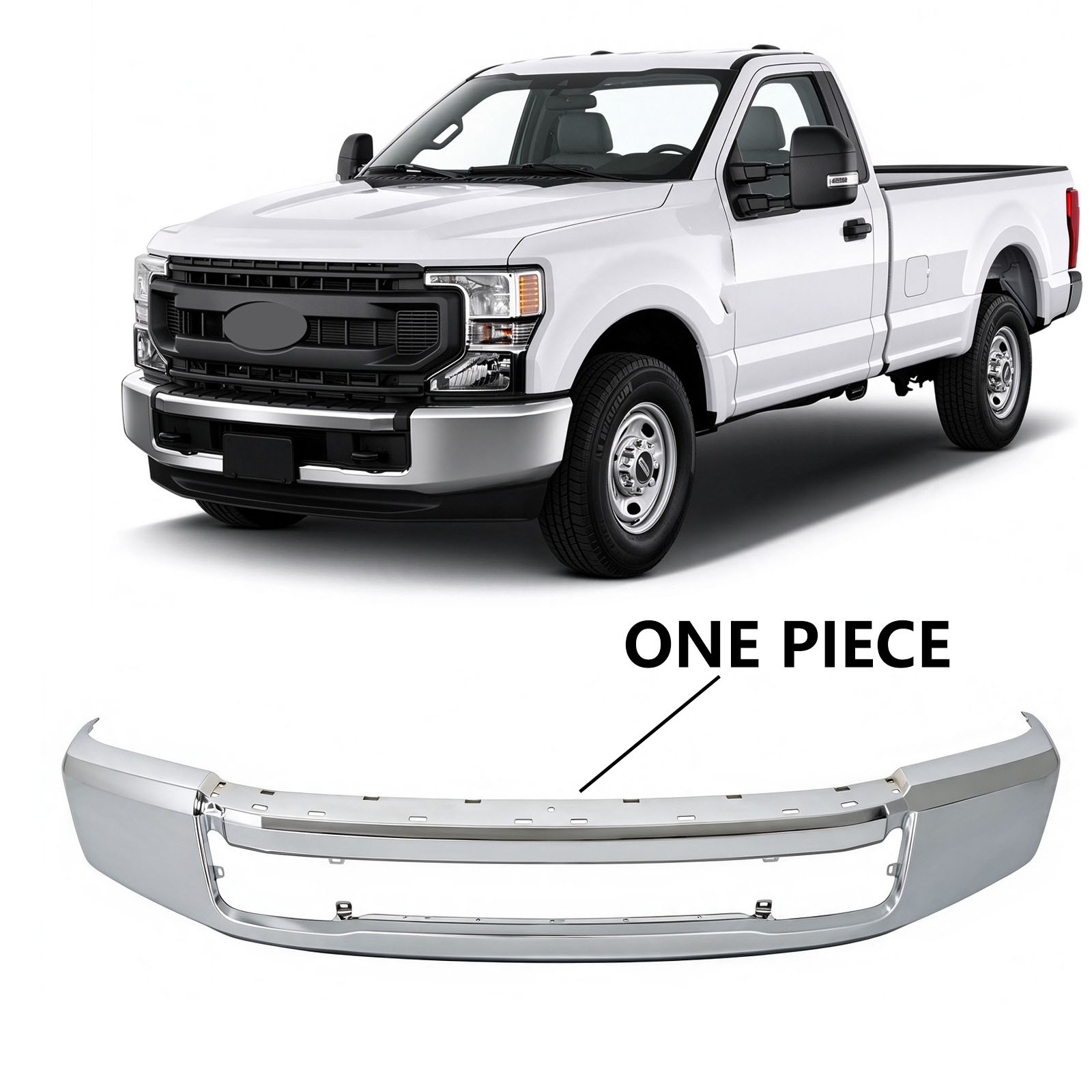 For 2020-2022 Ford F250 F350 Chrome Front Bumper Face Bar w/o Fog Holes Steel