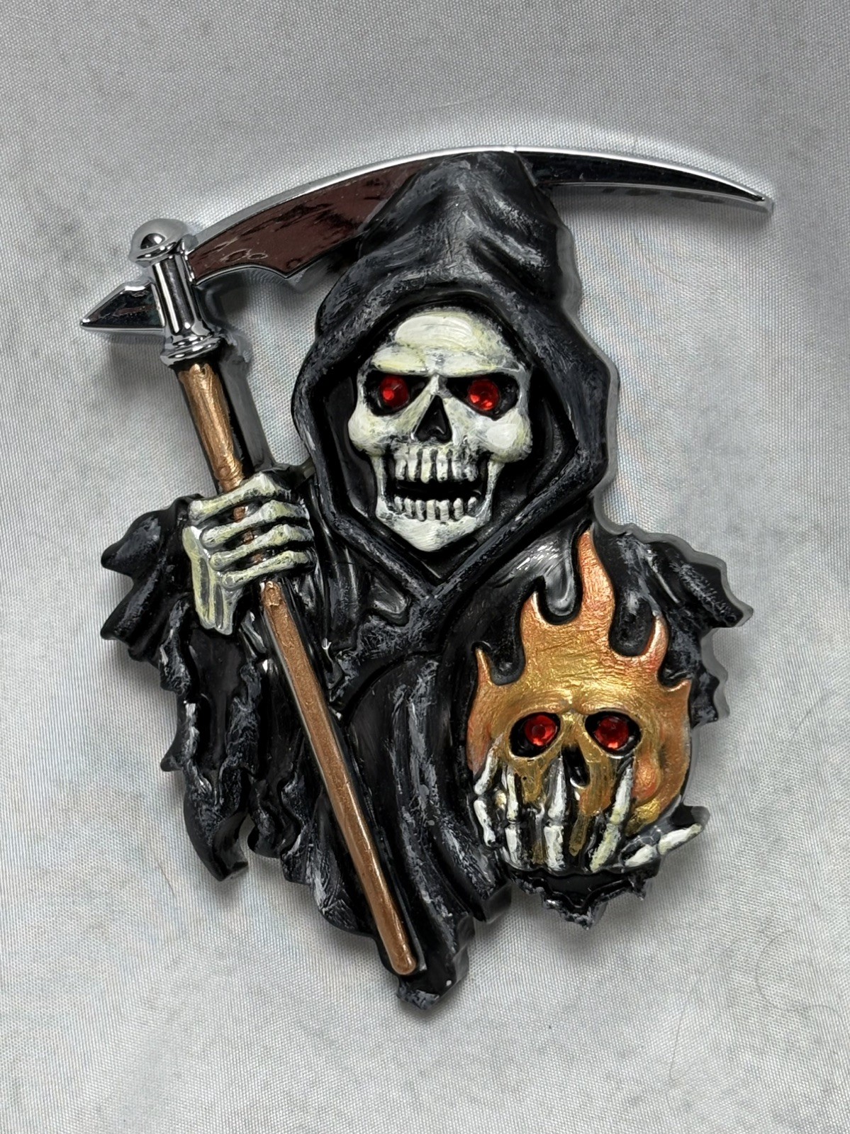 3D Plastic GRIM REAPER / SKELETON CAR EMBLEM / DECAL 3M Sticker - HAND PAINTED