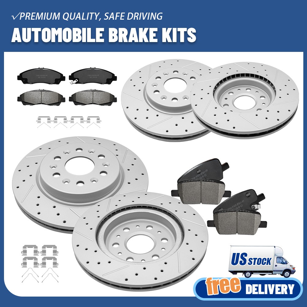 Front & Rear Drilled Rotors &Ceramic Brake Pads for Gmc Acadia Buick Chevrolet