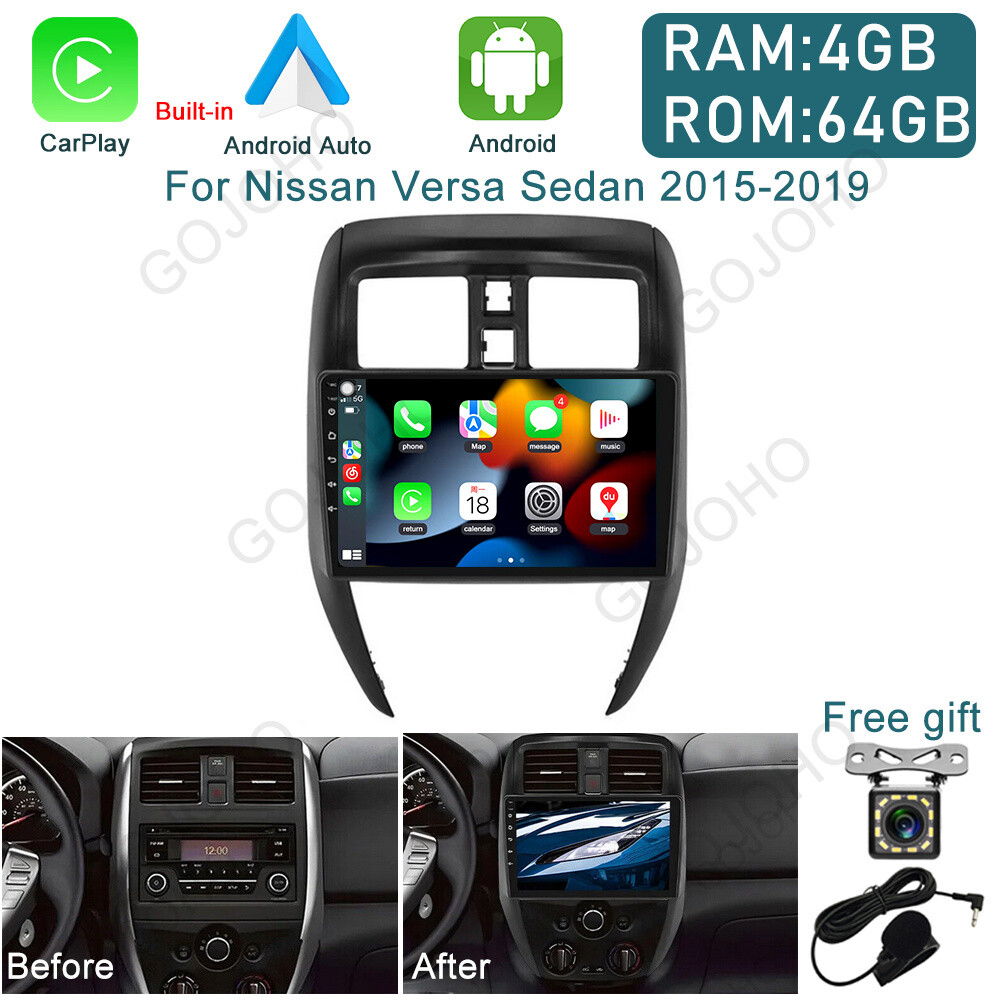 For 2015-2019 Nissan Versa Sedan Radio Apple CarPlay Android 13 Car Stereo Navi