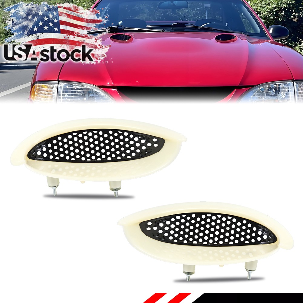 Unpainted Hood Scoop Bezels & Black Inserts For 1996-1998 Ford Mustang SVT Cobra