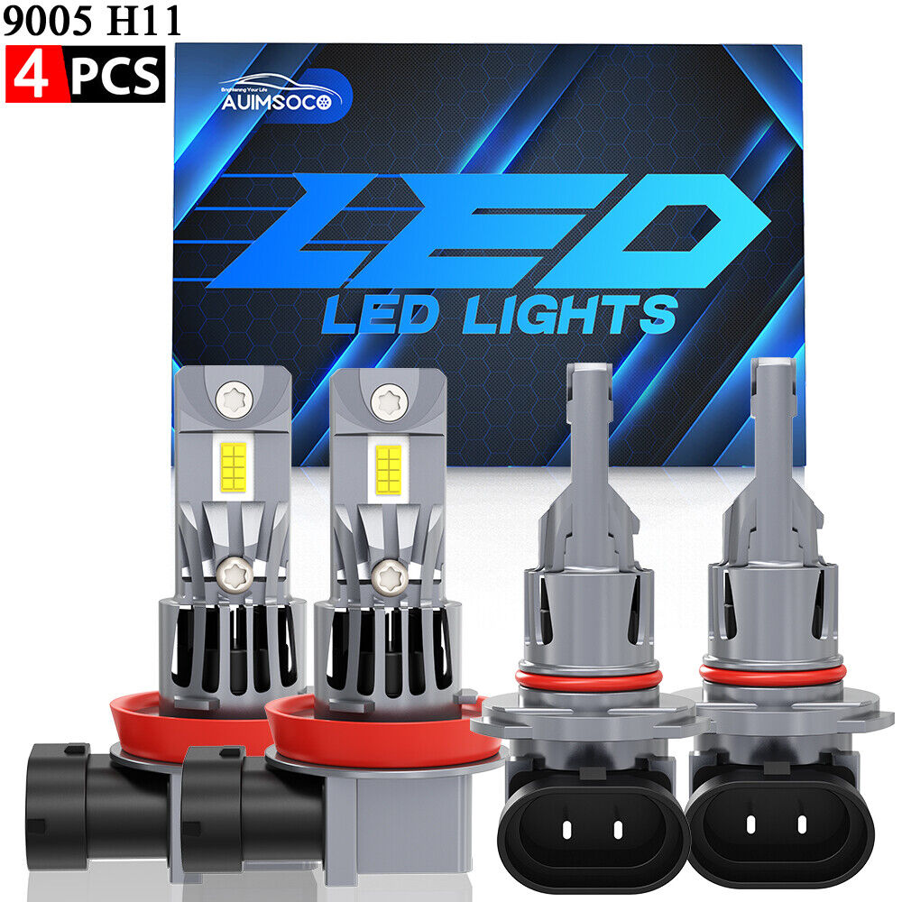 LED Headlight High Low Beam Bulbs 4pcs For GMC Sierra 3500HD WT 6.0L 2007-2014