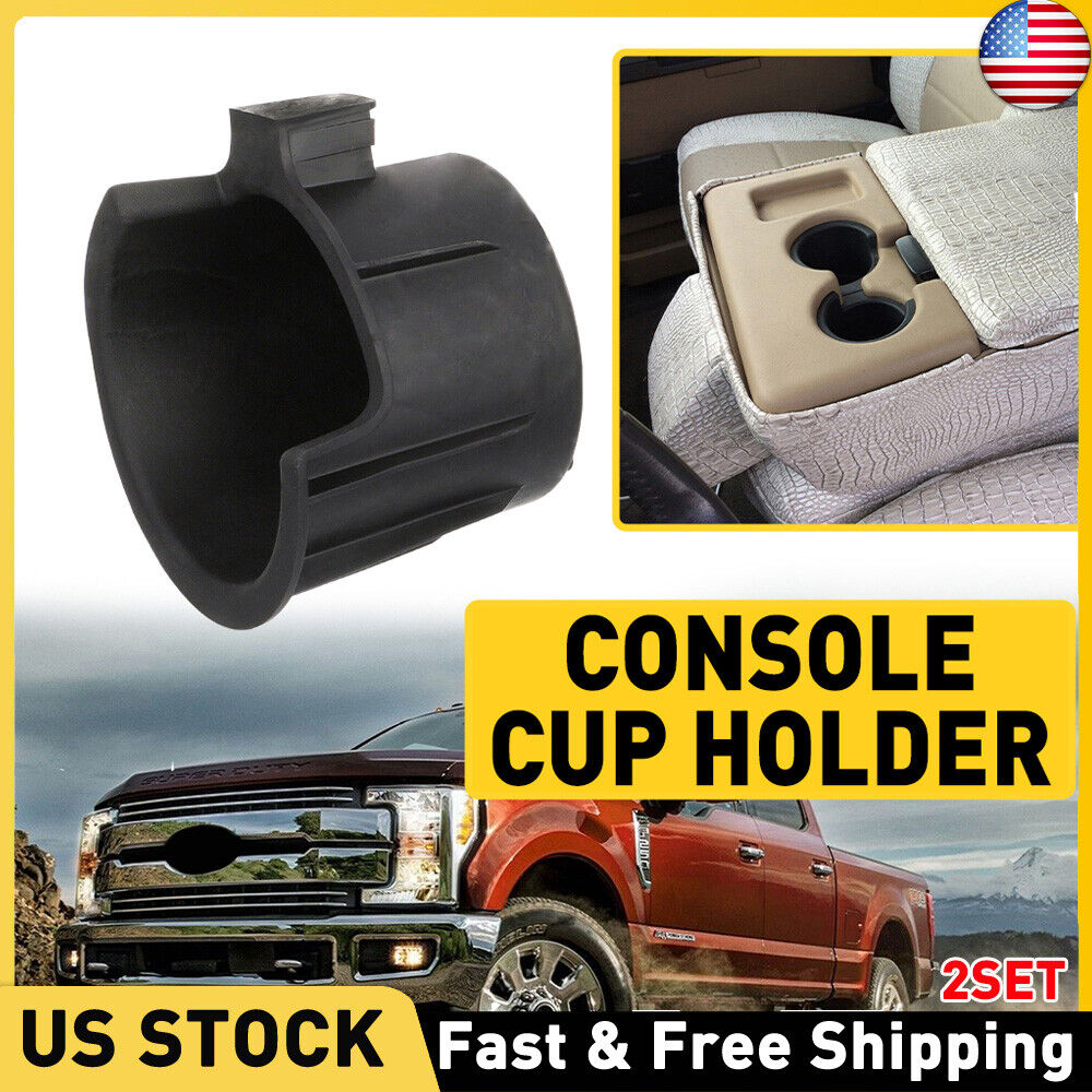 2x Cup Holder Insert Center Console fits Ford F250 F350 Super Duty 2011-16 Black