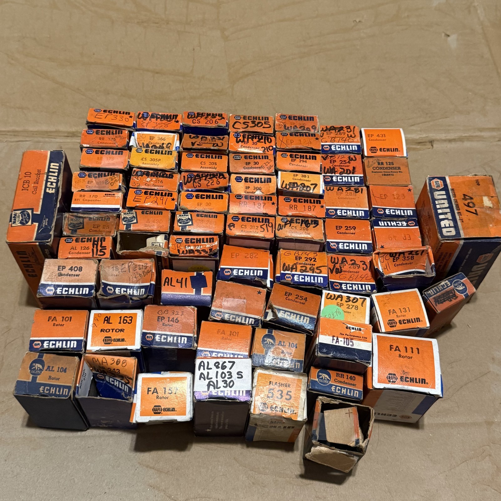 NOS Napa Echlin Ignition Parts Condensers Contact Points Rotors ETC Lot of 71
