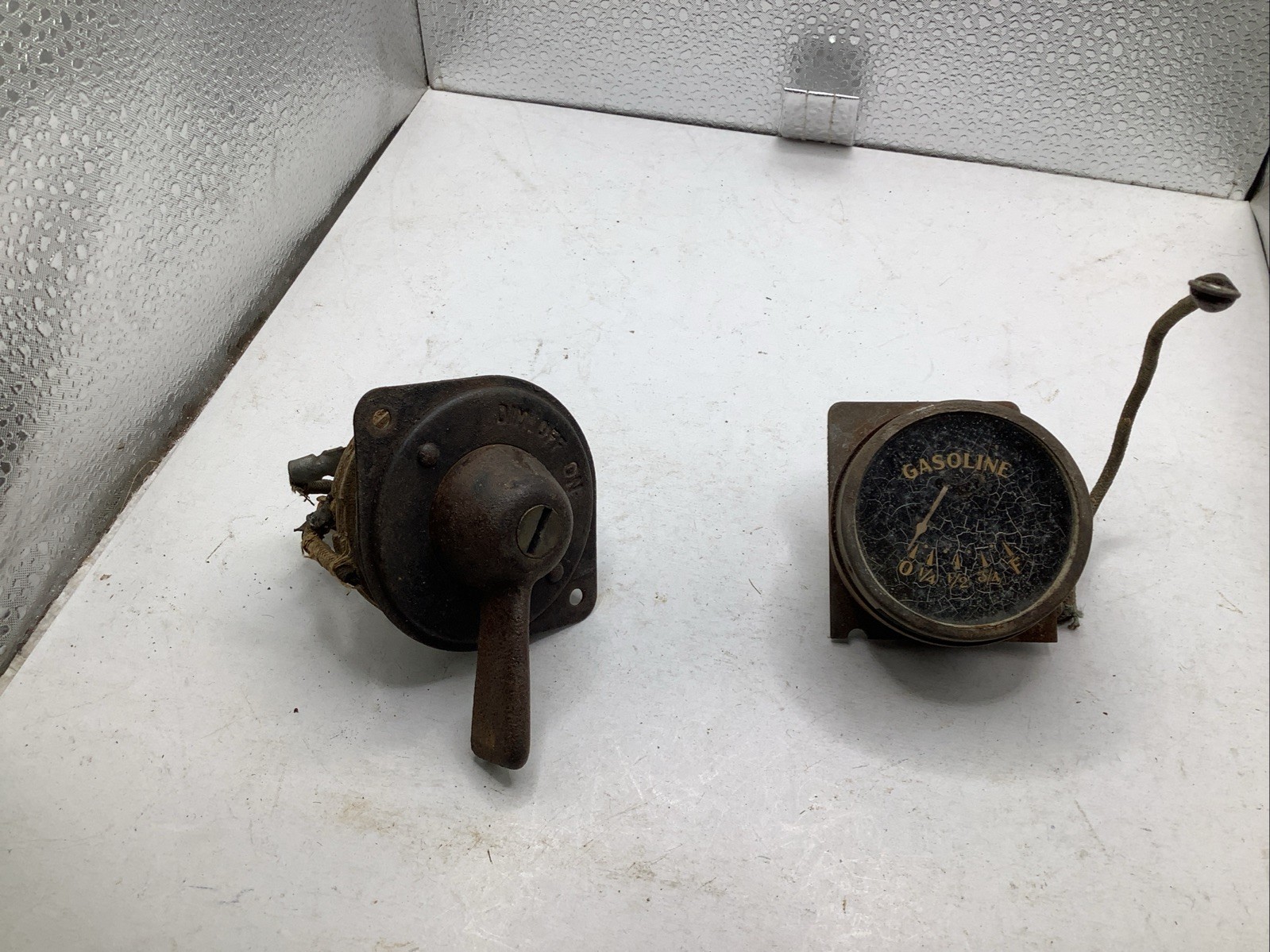 Vintage Automobile Ignition Switch & Gasoline Gauge Steampunk Vintage Automobile Ignition Switch & Gasoline Gauge Steampunk