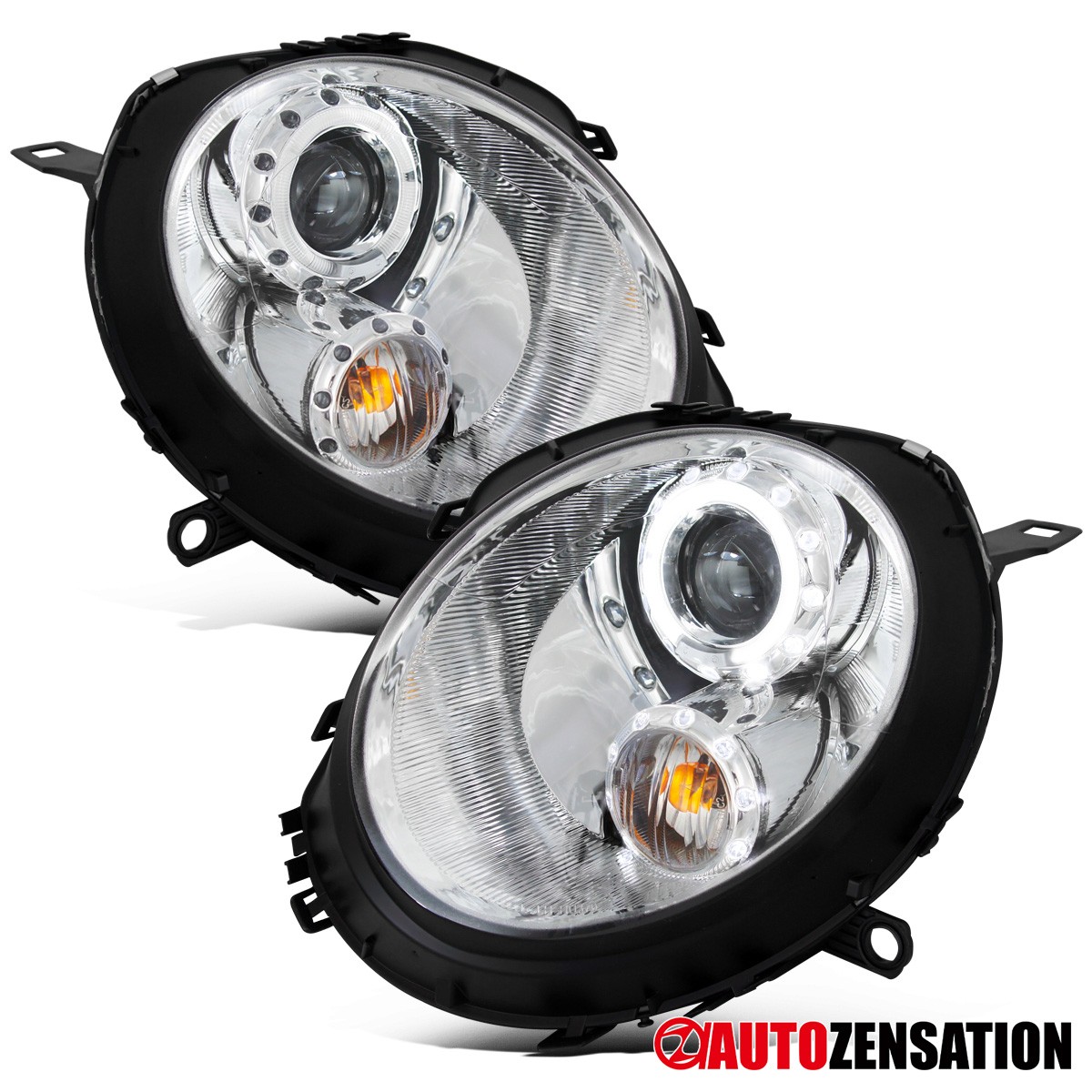 Fit 2007-2013 Mini Cooper S R55 R56 R57 LED Halo Projector Headlights Headlamps