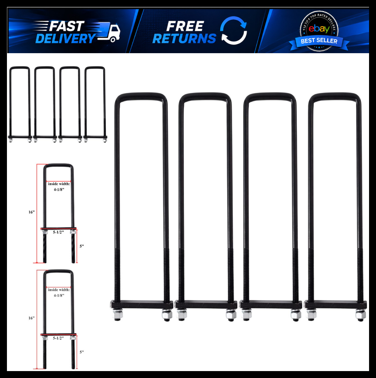 Heavy Duty U-Bolt Kit 4 Pack 4\ Heavy Duty U-Bolt Kit 4 Pack 4\