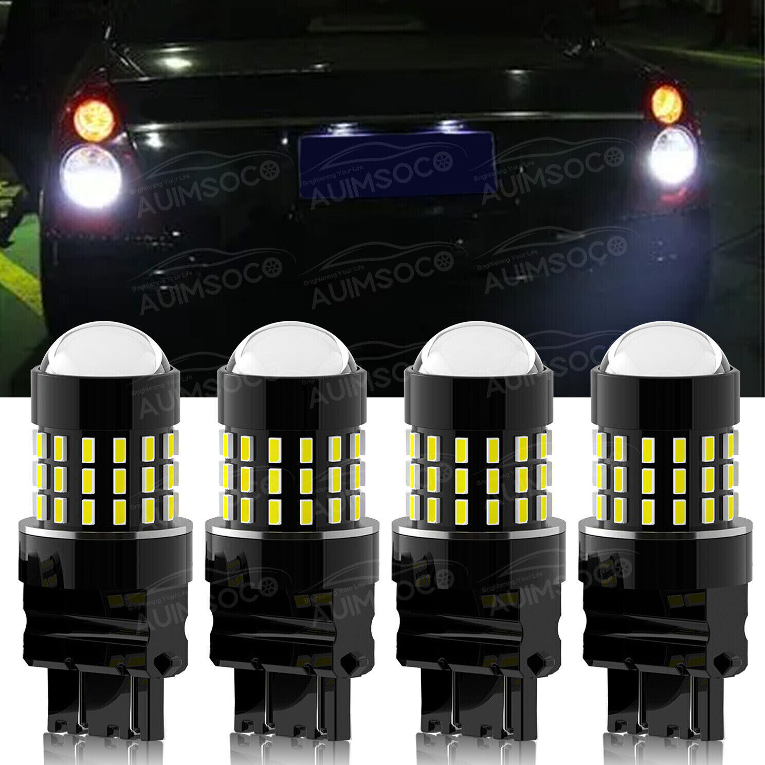 4X 3157 LED Backup Reverse Brake Tail Light Bulbs For GMC Sierra 1500 2007-2013