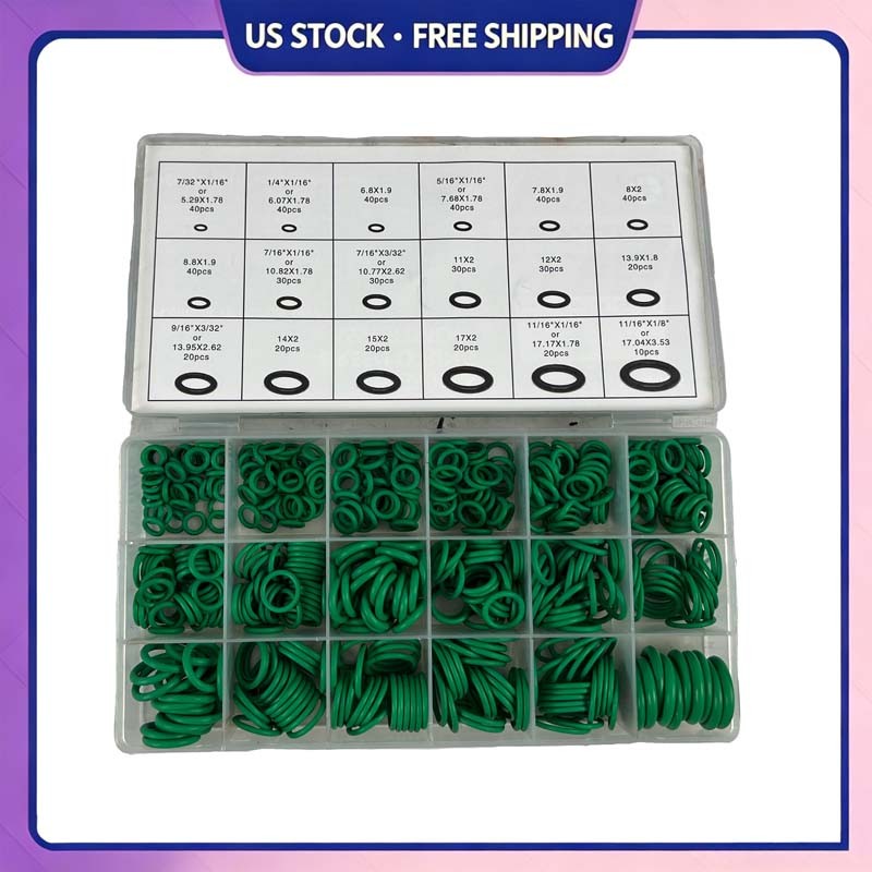 NEW 530PCS For A/C Compressor 18 Sizes Green O-Rings Assortment Kit