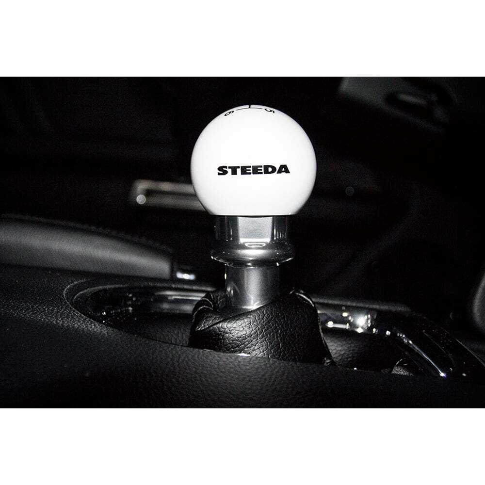 Steeda 6-Speed White Shift Knob W/ Black Shift Pattern And Logo Mustang 15-26