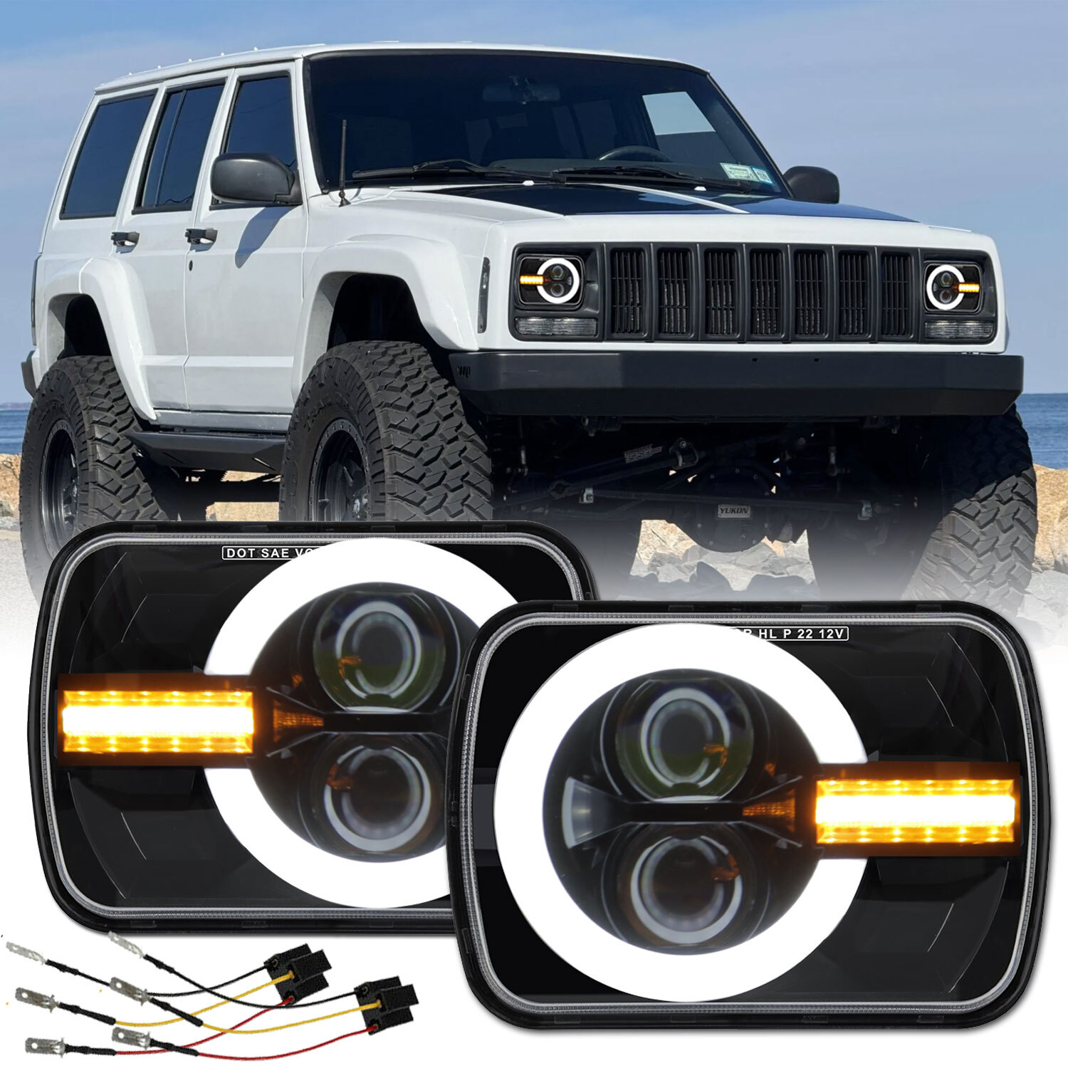 2X For Jeep Cherokee XJ 1984-2001 5x7 2X For Jeep Cherokee XJ 1984-2001 5x7