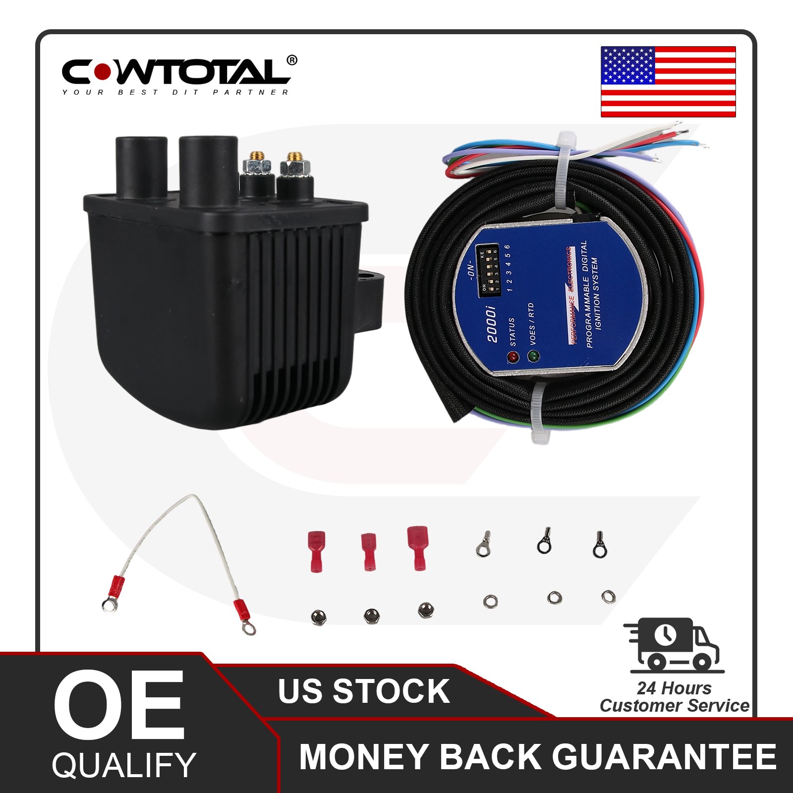 For D2Ki-5P 2000i Harley-Davidson Ignition Coil Kit 70-98 w/ D2Ki-1P &DC6-5 coil