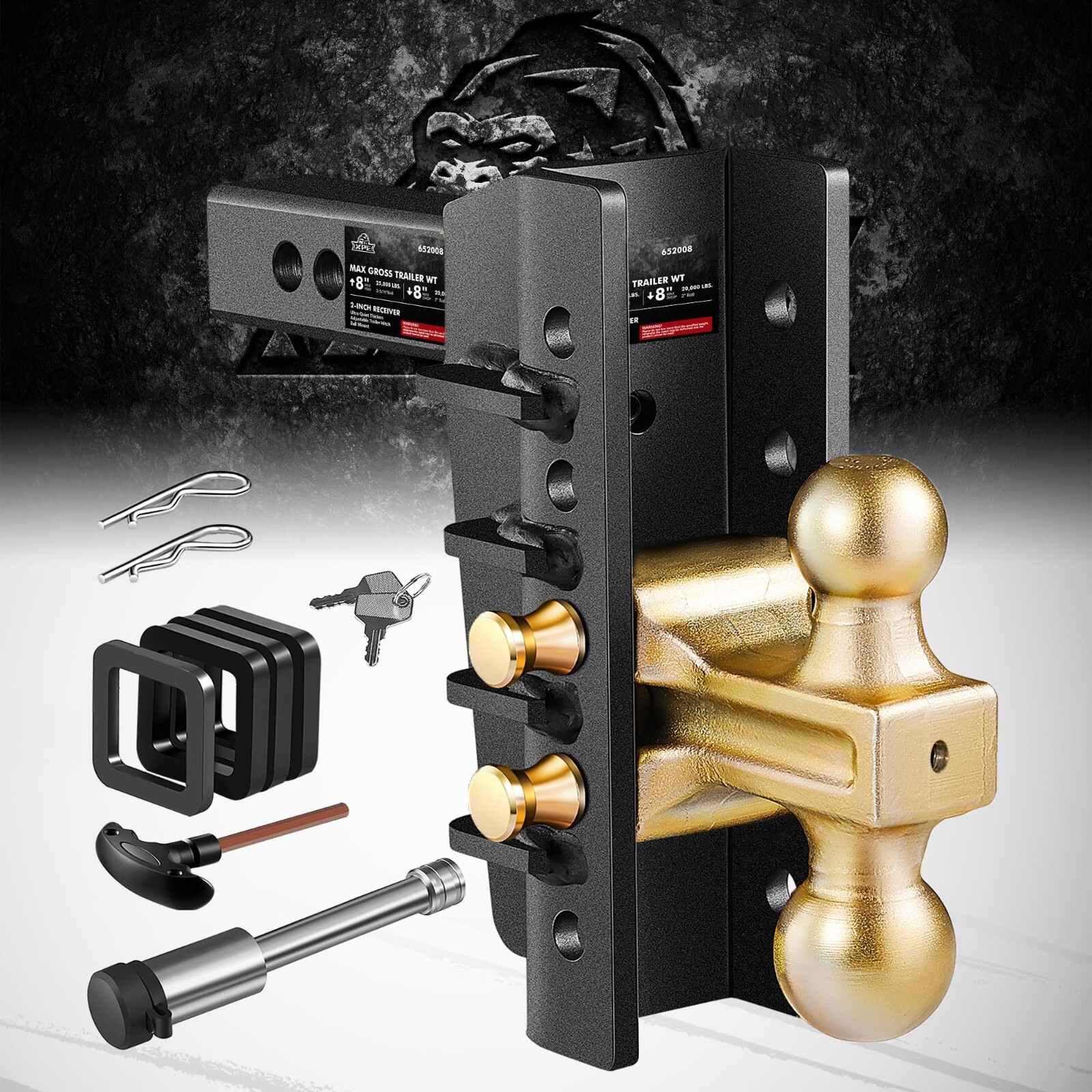XPE Trailer Hitch Fits 2 Inch Receiver, 8 Inch Adjustable Drop Hitch, 25000LBS XPE Trailer Hitch Fits 2 Inch Receiver, 8 Inch Adjustable Drop Hitch, 25000LBS