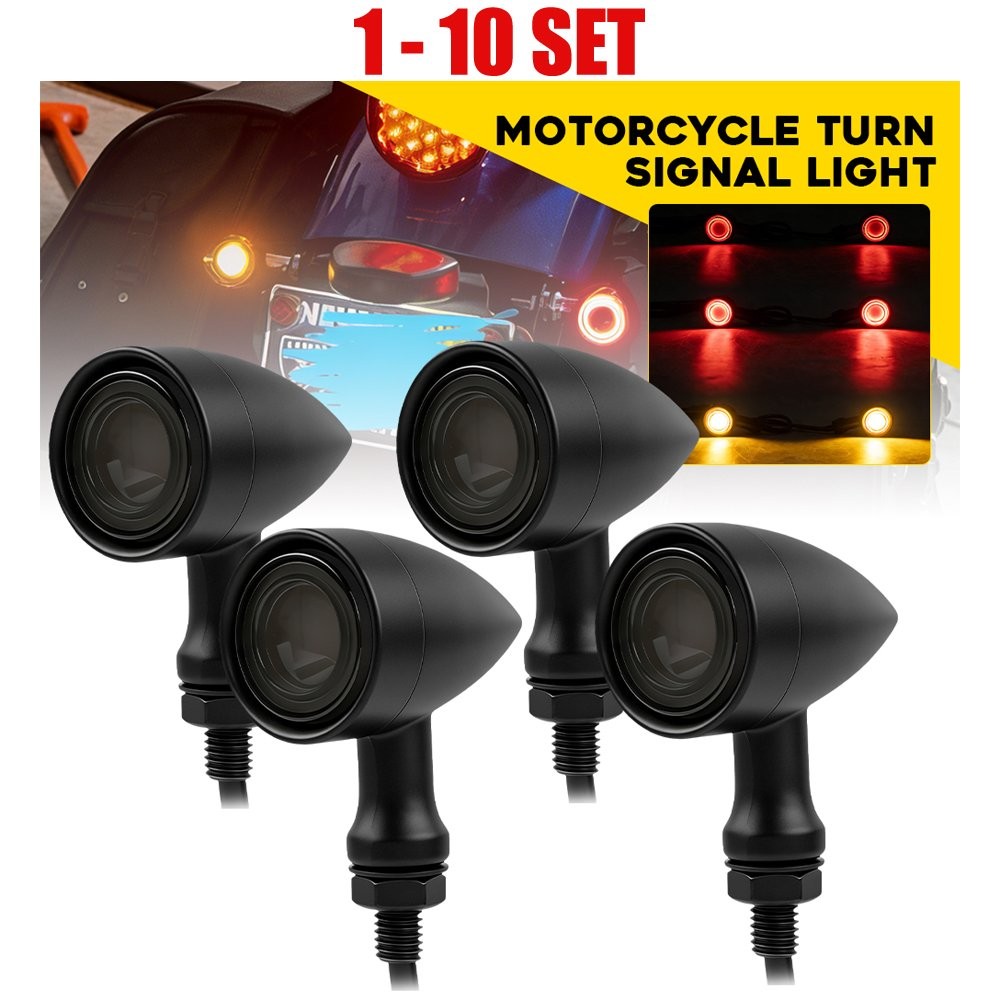 4-40x Motorcycle Black Bullet Turn Signal Indicator Amber&Red Lamp Blinker Light