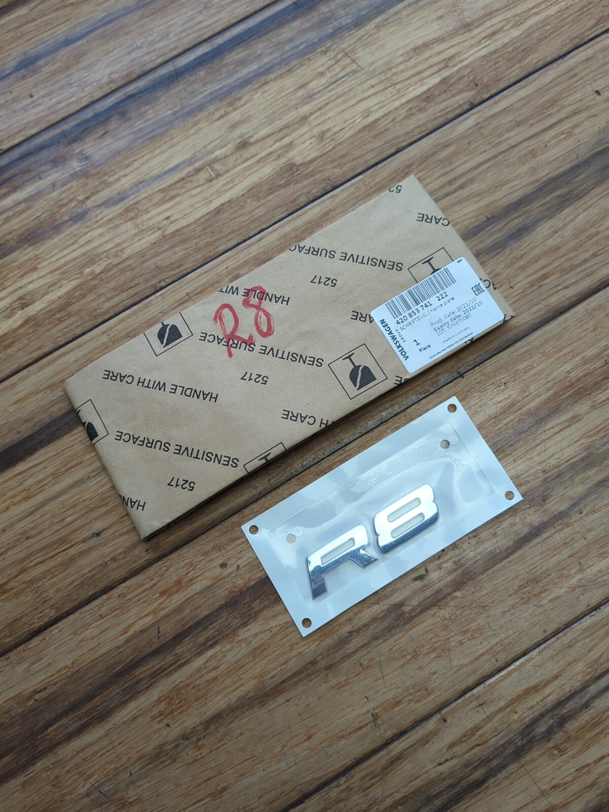 2008-2012 Audi R8 42 Emblem Silver Chrome Rear Trunk Name Plate 4208537412ZZ OEM
