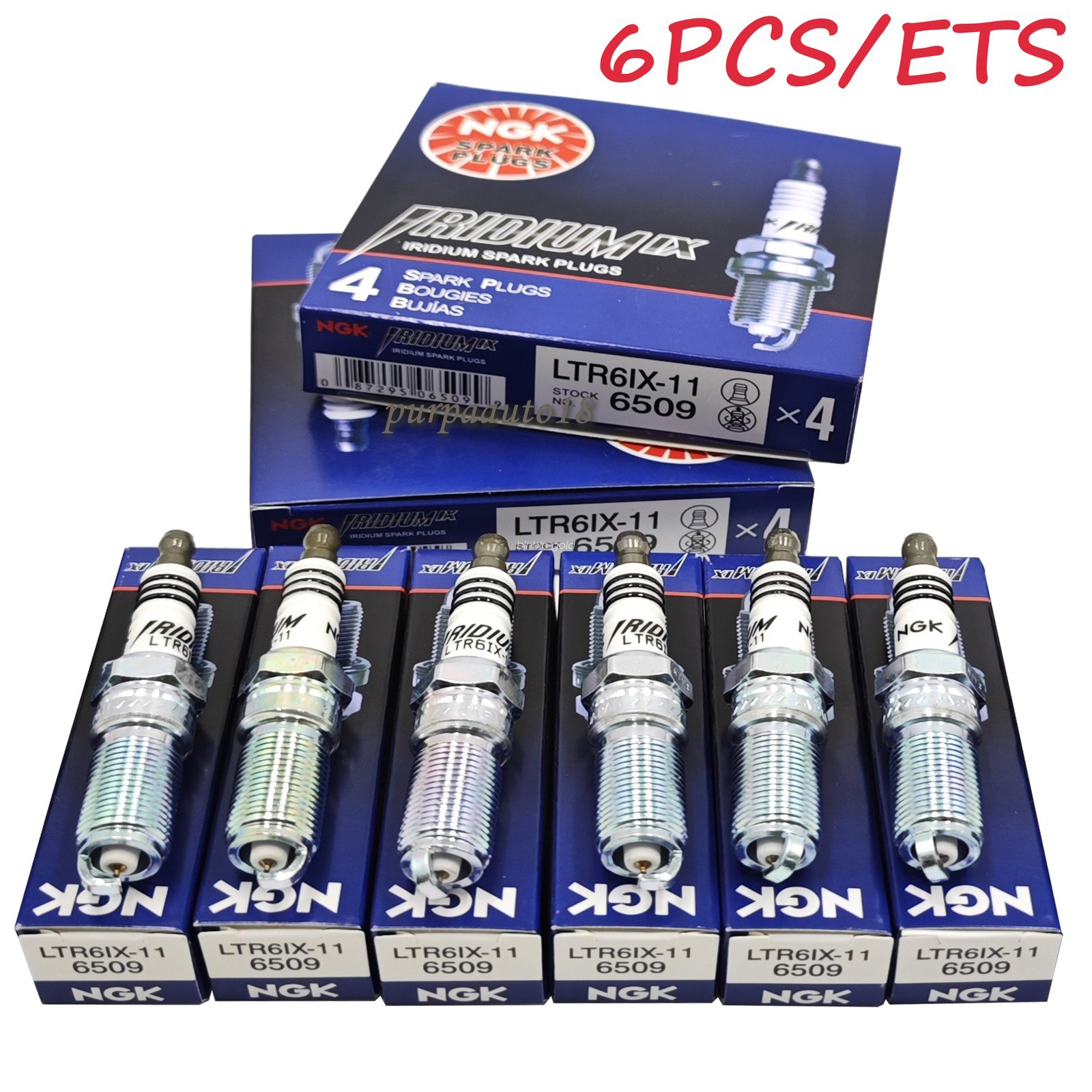 6PCS OEM NGK #6509 LTR6IX-11 Iridium IX Spark Plugs For Ford Cadillac Chevrolet