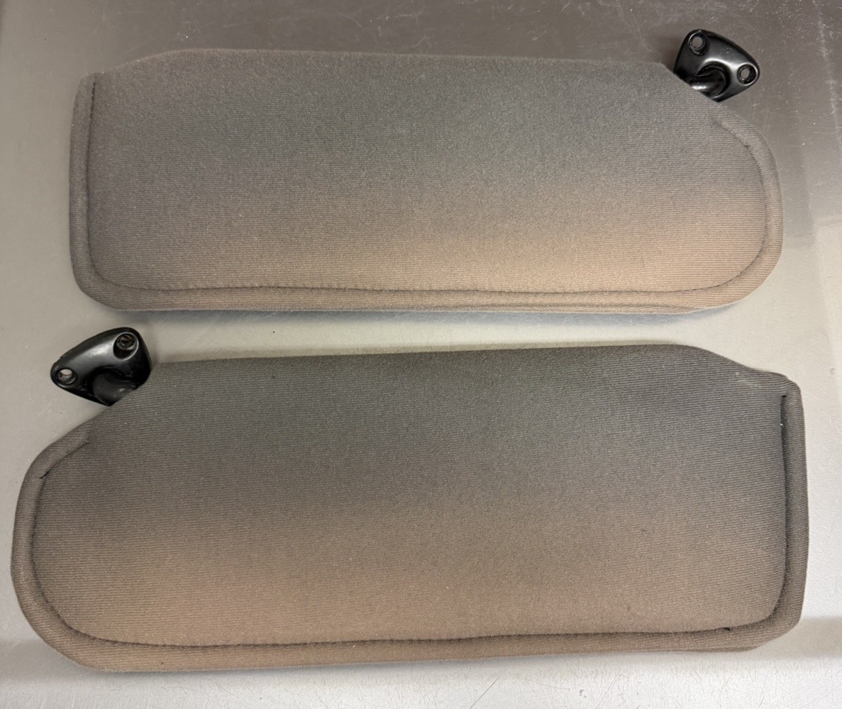 1993-2002 FIREBIRD CAMARO SUN VISORS Pair W/Brackets No MIRROR Charcoal Photos-