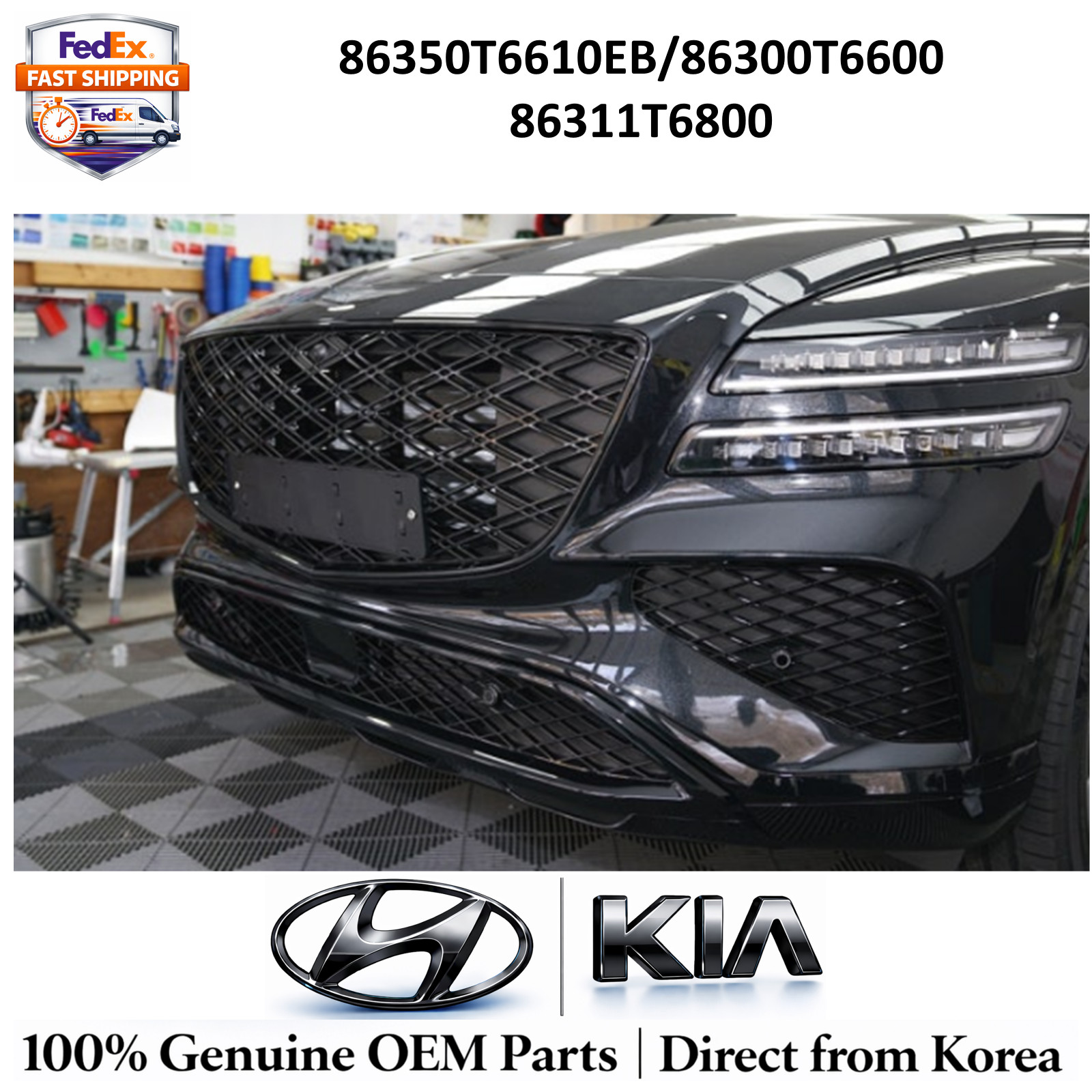 GENUINE Black Grille Emblem Set 3pc fits GENESIS GV80 2024-25 OEM 86350T6610EB