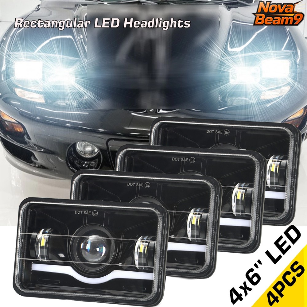 4PCS 4X6'' inch LED Headlights Hi/Lo Fit Pontiac Trans Am 98-02 Projector