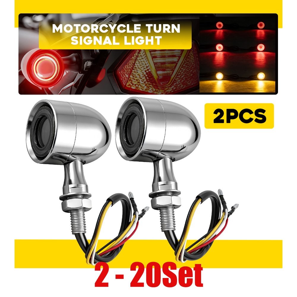 2-20x Motorcycle LED DRL Turn Signal Light Indicator Amber Red Chrome Front Rear