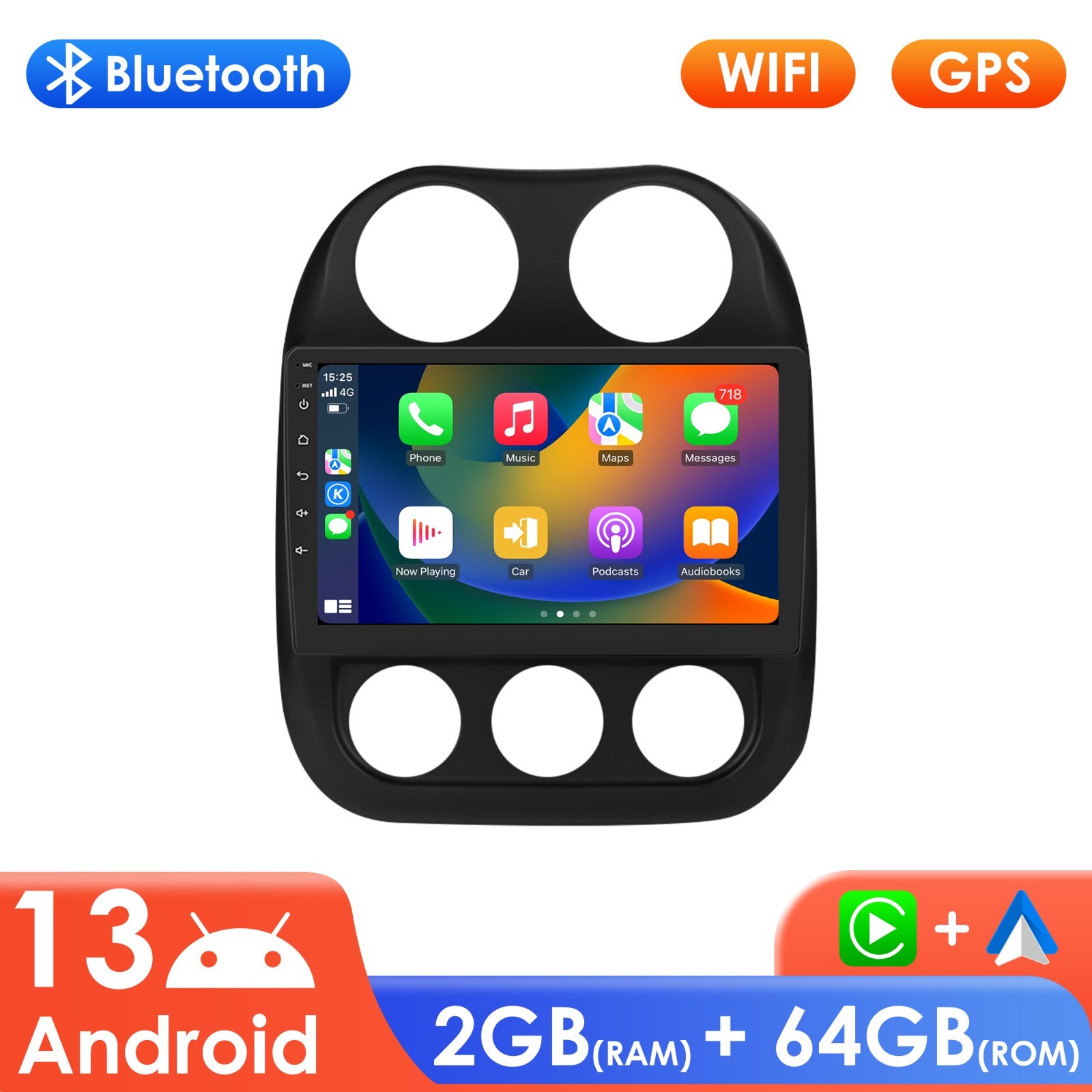 Android Auto Apple CarPlay Car Stereo Radio GPS For Jeep Compass Patriot 2010-16