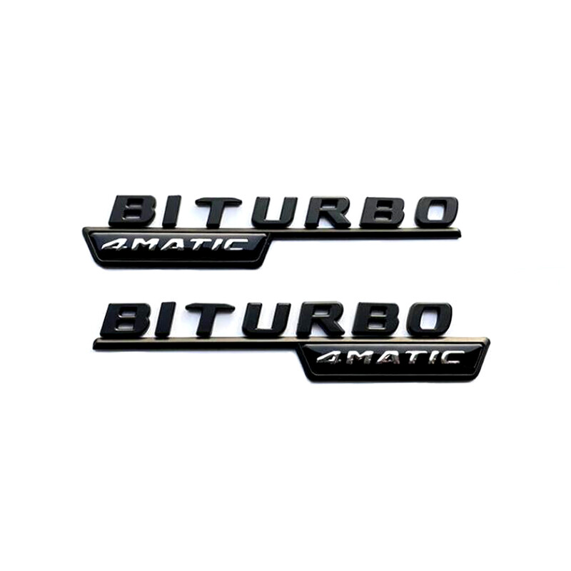 OEM BITURBO 4MATIC AMG Fender Emblem Gloss Black For Mercedes C43 E43 GLC43