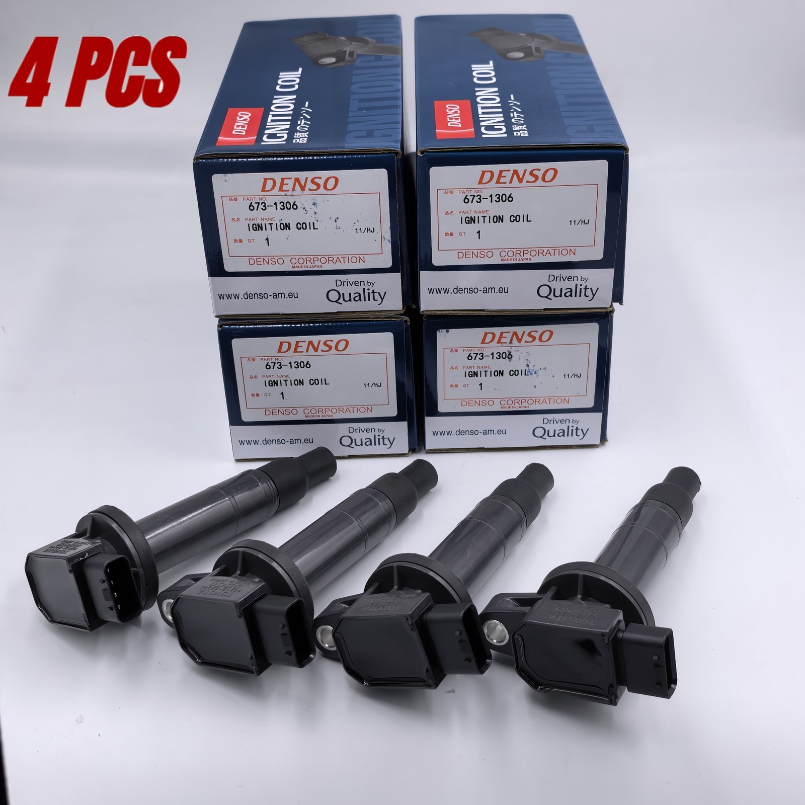 4PCS 90919-02240 OEM Ignition Coils For 2001-2010 Toyota Yaris Prius Echo DENSO 4PCS 90919-02240 OEM Ignition Coils For 2001-2010 Toyota Yaris Prius Echo DENSO