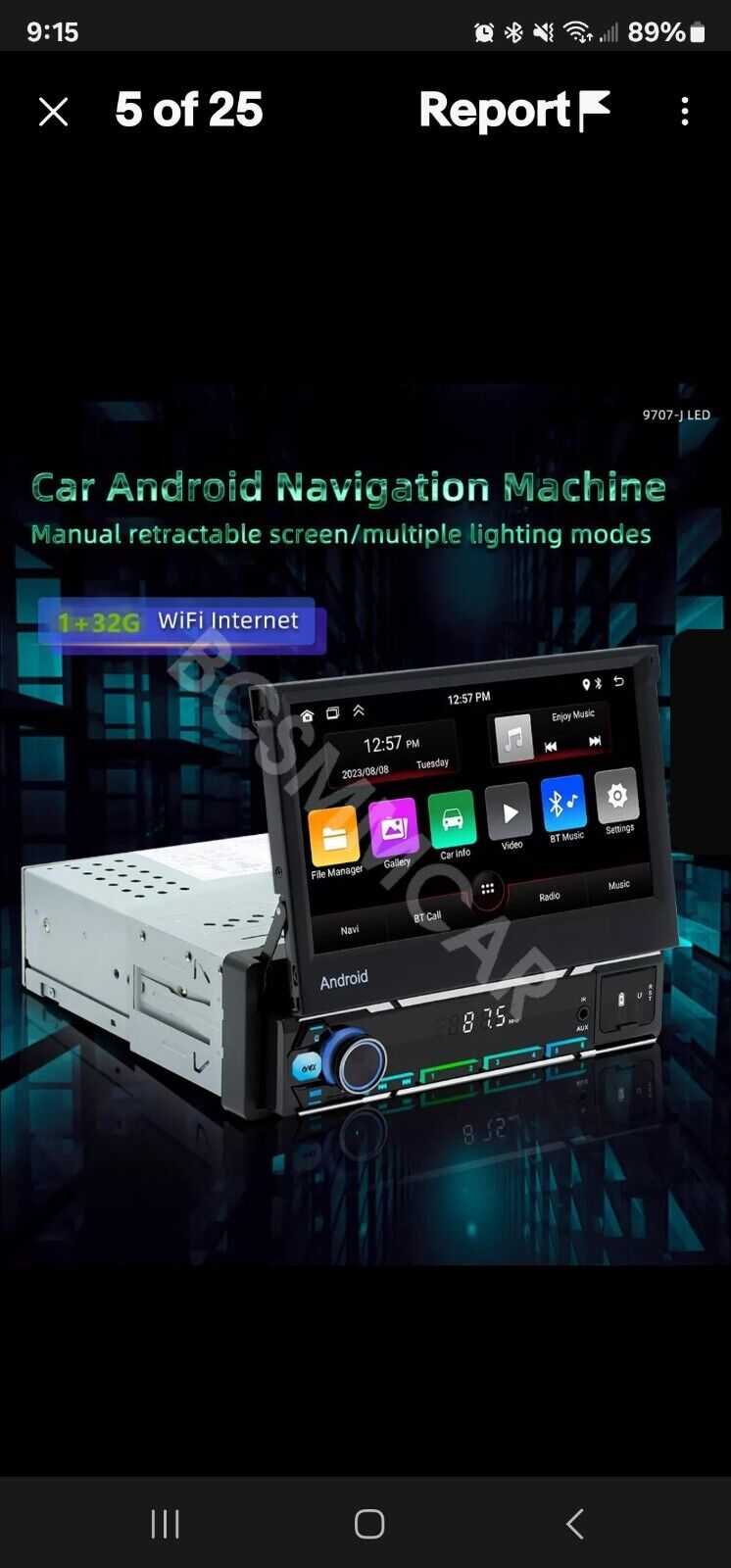 Single Din Android 13 Car Radio CarPlay GPS Wifi Bluetooth 1G+32G **Radio Only**