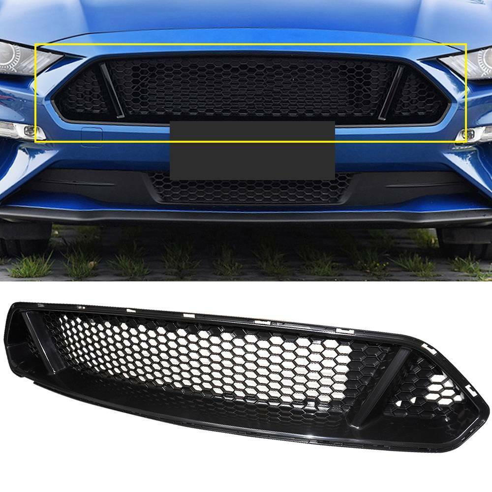 Fits 2018-2021 Ford Mustang Front Upper Grille Mesh Grill Honeycomb Black ABS 19