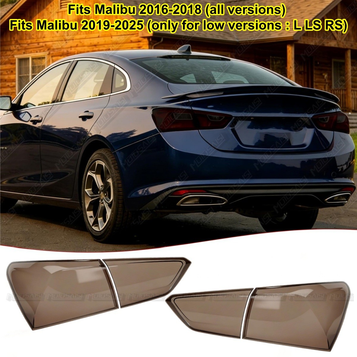 Smoked Black Tail Light Cover Guard Fit For Chevy Malibu 2016-2018 2019-2025