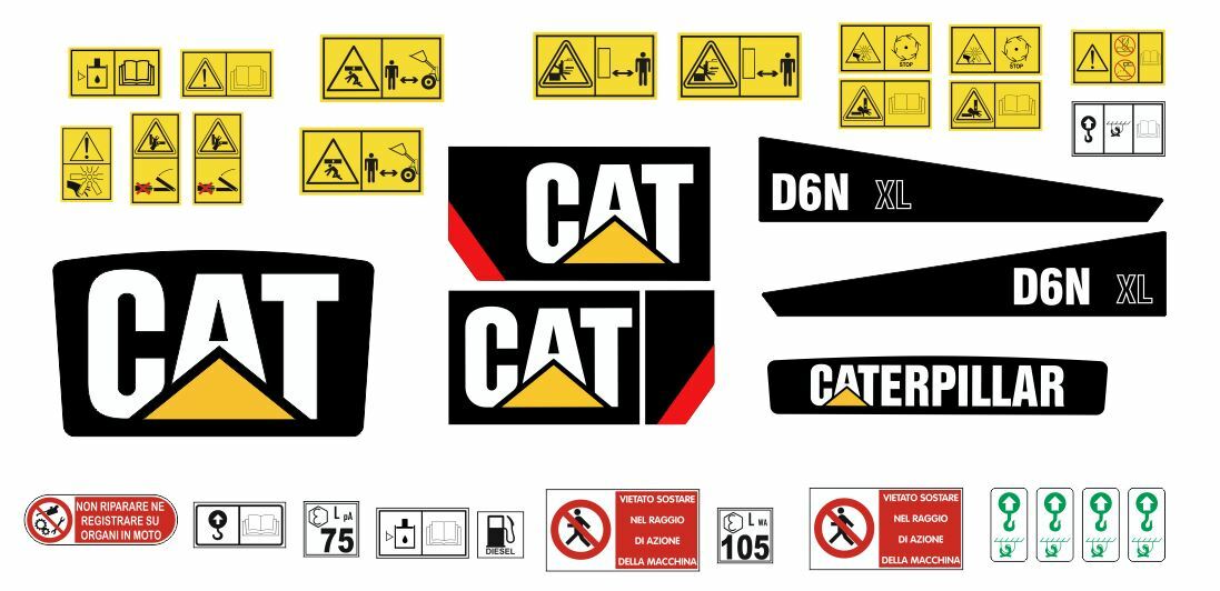 Compatible Decals For Caterpillar D6N XL Complete Adhesive Kit