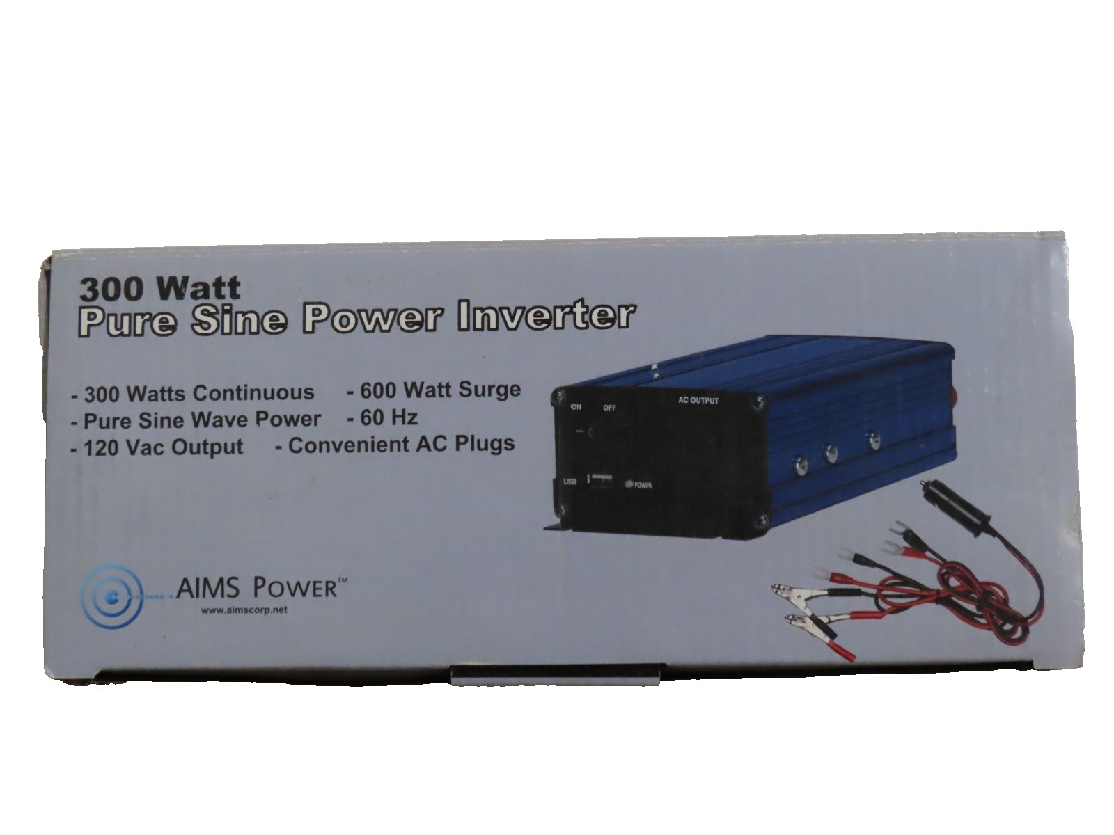 AIMS POWER PWRI30012S 300 WATT PURE SINE WAVE INVERTER 12V 120VAC Output
