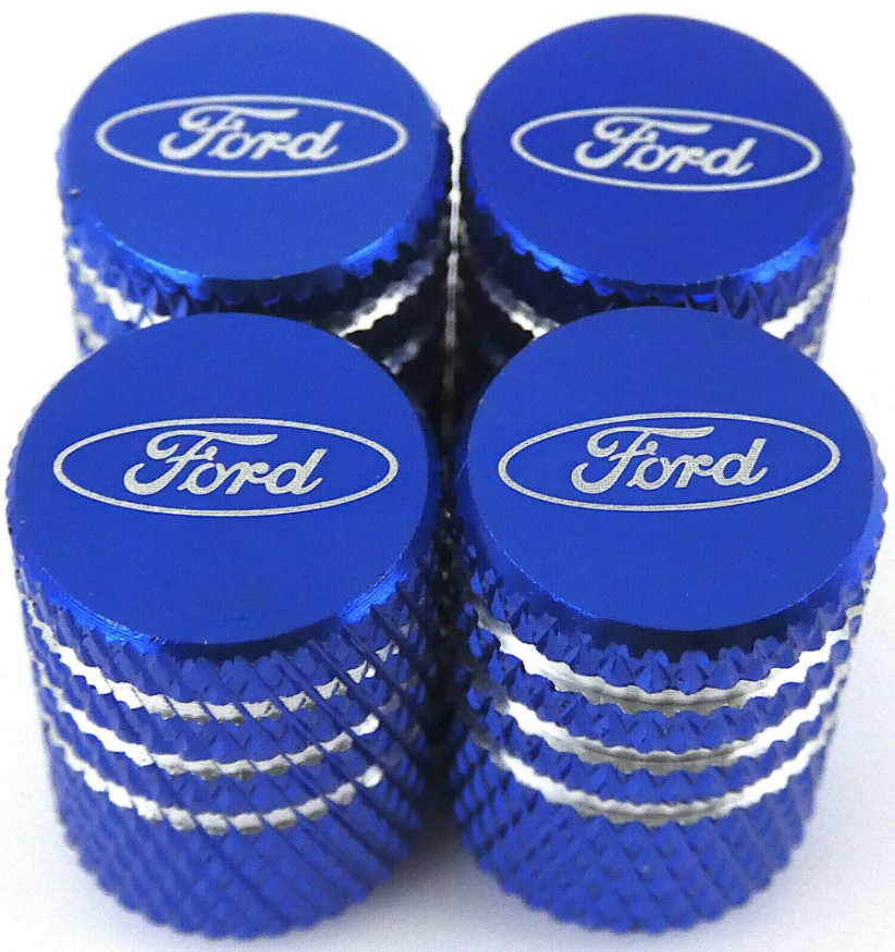 4x BLUE FORD Tire Valve Stem Caps For Car, Truck Universal Fitting SHIPS FREE