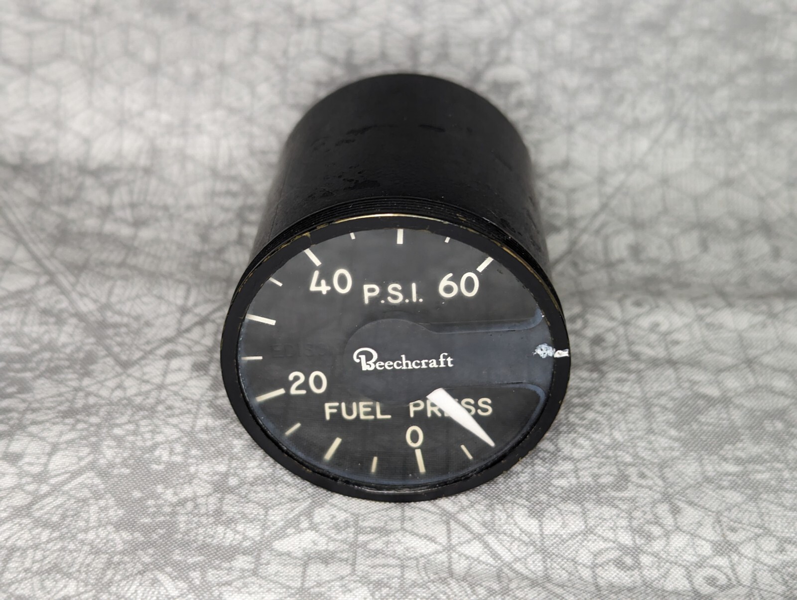 Vintage BeechCraft Fuel Pressure Gauge - Edison Electronics -5 - 60 PSI Untested